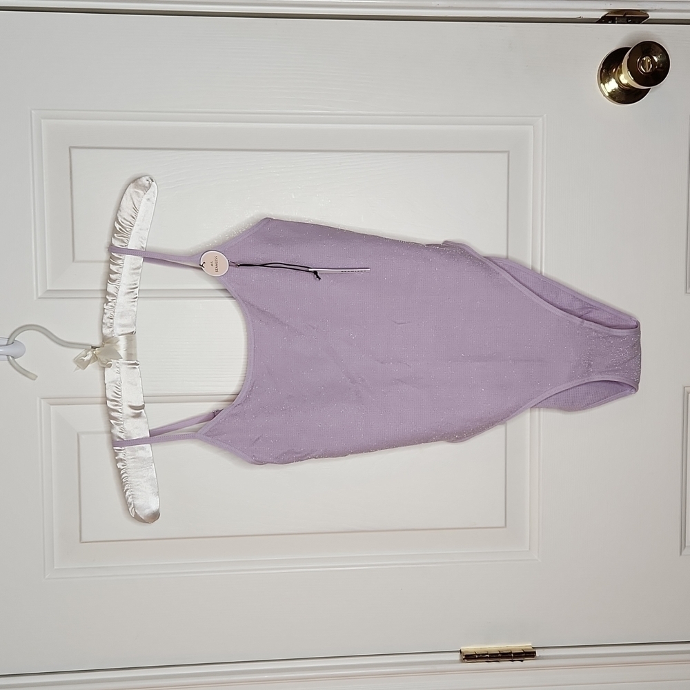 Forever 21 Lavender Silver Seamless Bodysuit Size M/L